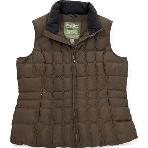 Eddie Bauer Goose Down Brown Puffer Quilted Ski Vest Jacket Women's Large